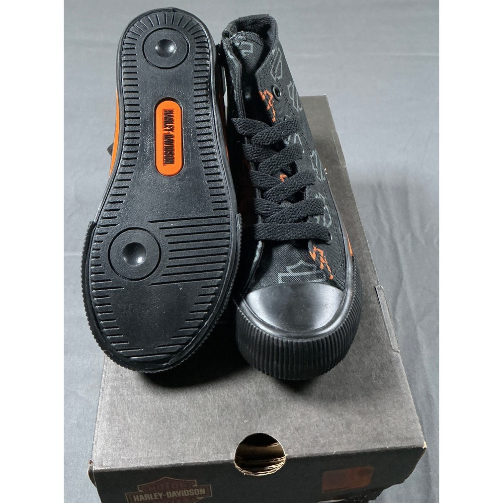 Harley-Davidson Nathan Kids Black Orange Logo High Top Sneakers D61027 Size 11 - Picture 7 of 9
